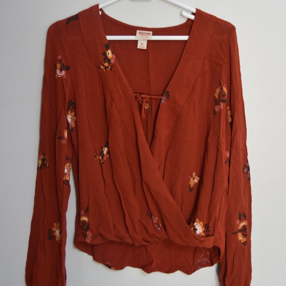 Mossimo Orange Floral Top Size Medium